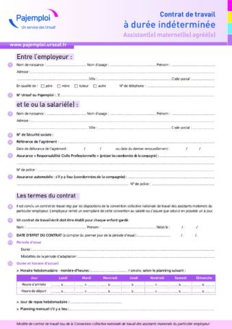 contrat occasionnel pajemploi à imprimer – Wkcn