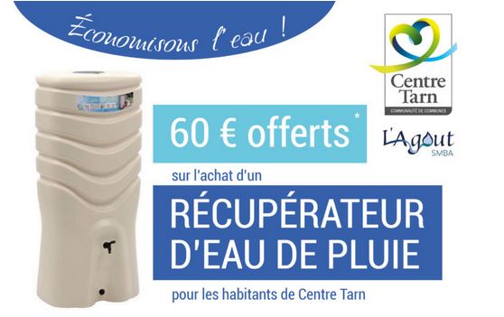 60€ offerts sur les récupérateurs d’eau