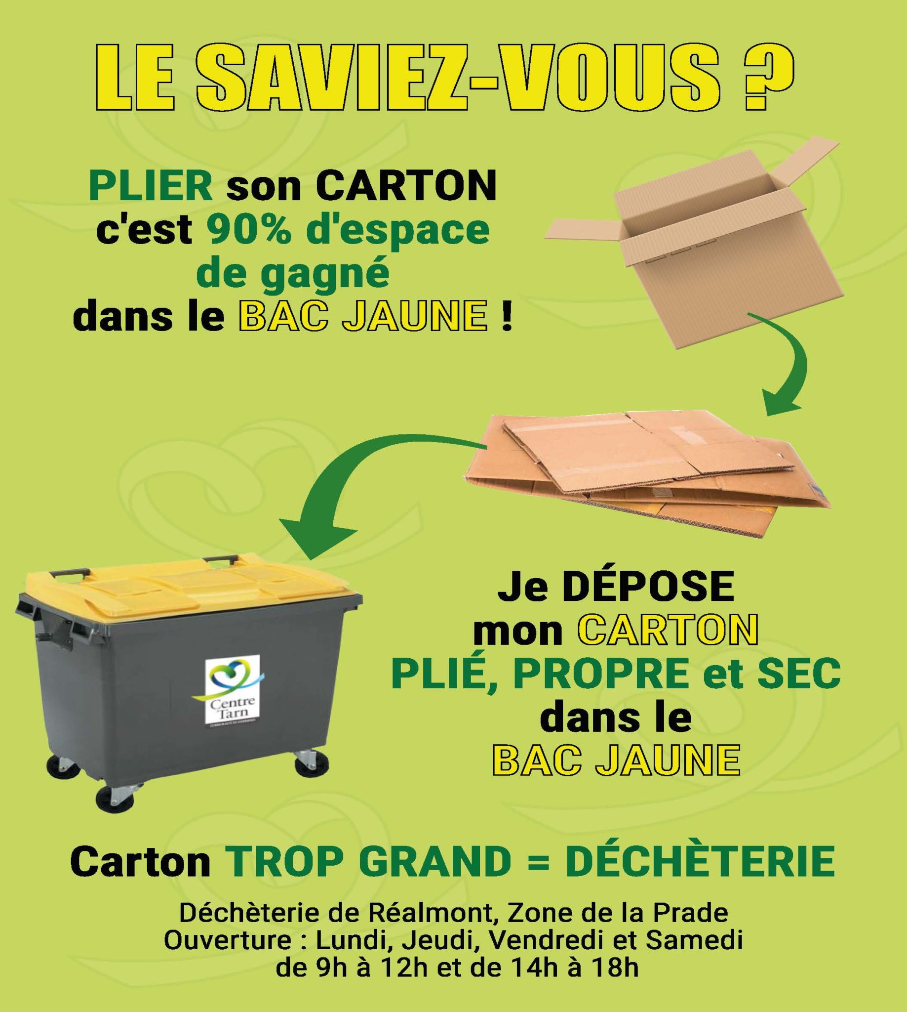 Cartons dans le bac jaune c